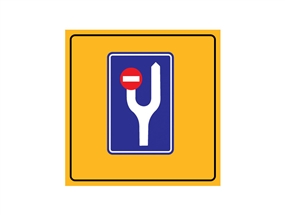 Bölünmüş Yol Öncesi Yön Sol Kapalı Sağa Devam Levhası 90x90 cm Normal Performans